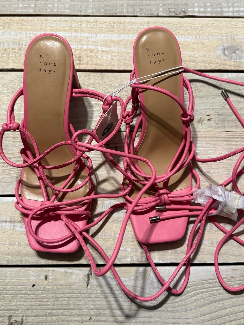 NWT A New Day Womens 9.5 Pink Bria Square Toe Strappy Heels